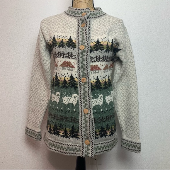 Vintage Sweaters - Cottage Core wool cardigan fairy tale cute cozy